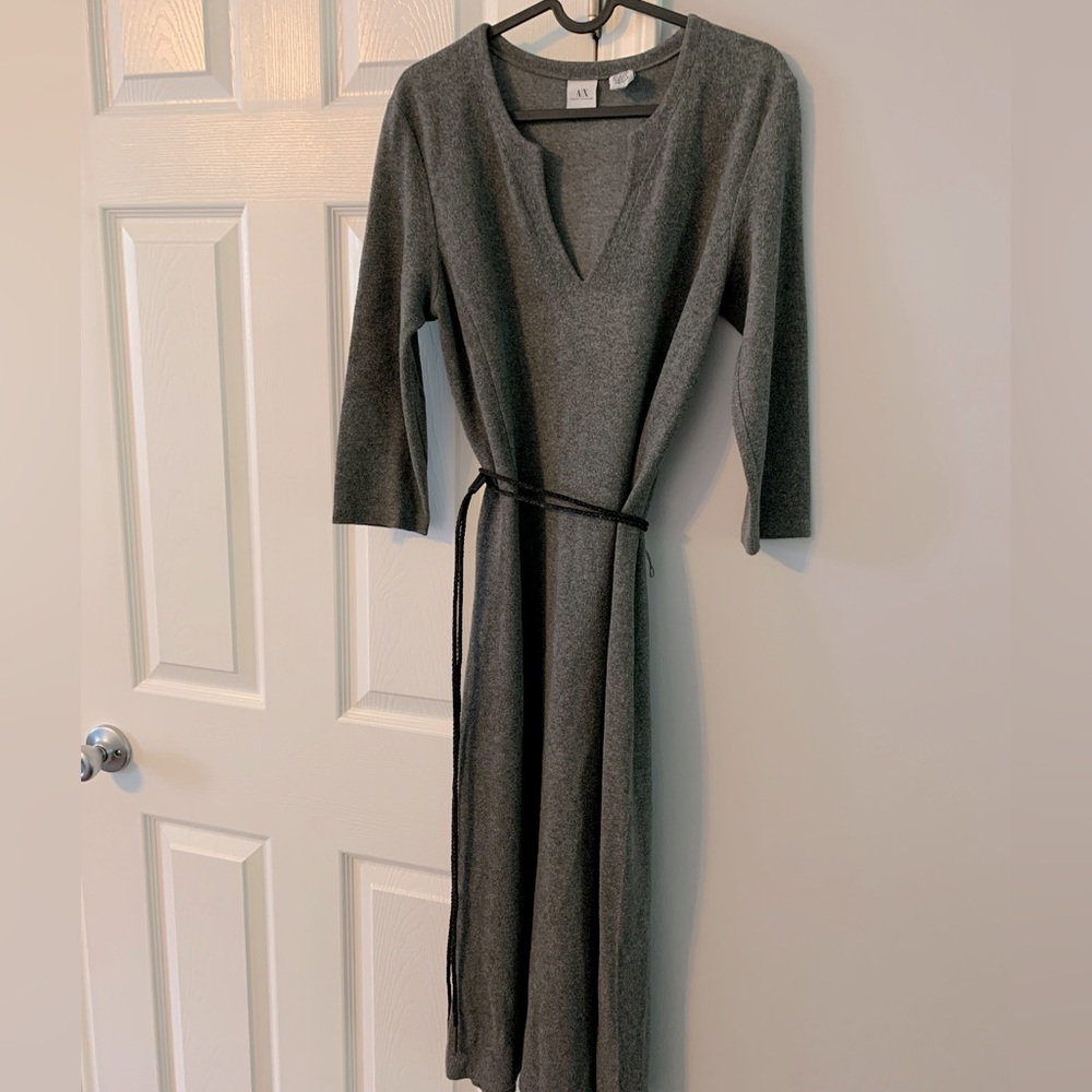 Armani Exchange Grey Brushed Wool Dress